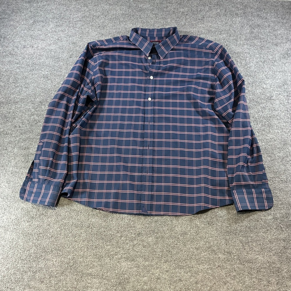 UNTUCKit Mens XXL Long Sleeve Shirt Navy Blue Pink Plaid Windowpane Button Down